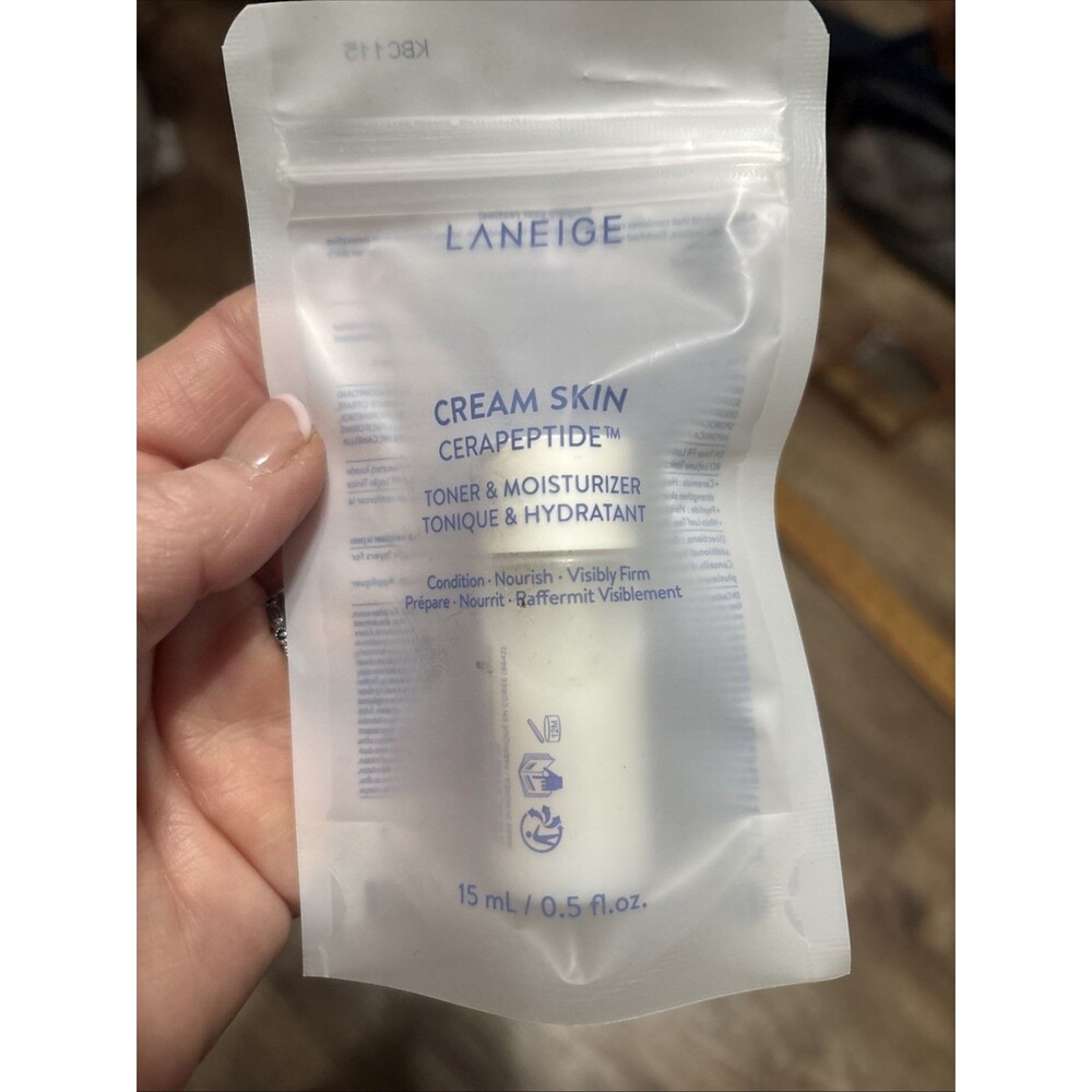 Laneige Cream Skin Cerapeptide Toner and Moisturizer .5 oz 15 ml Travel Size NEW